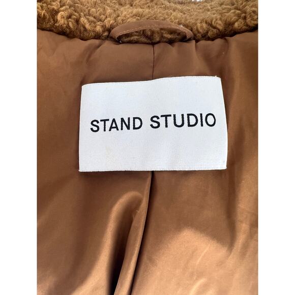 Stand Studio Audrey Brown Shearling Jacket with Black Accents - Picture 13 of 16